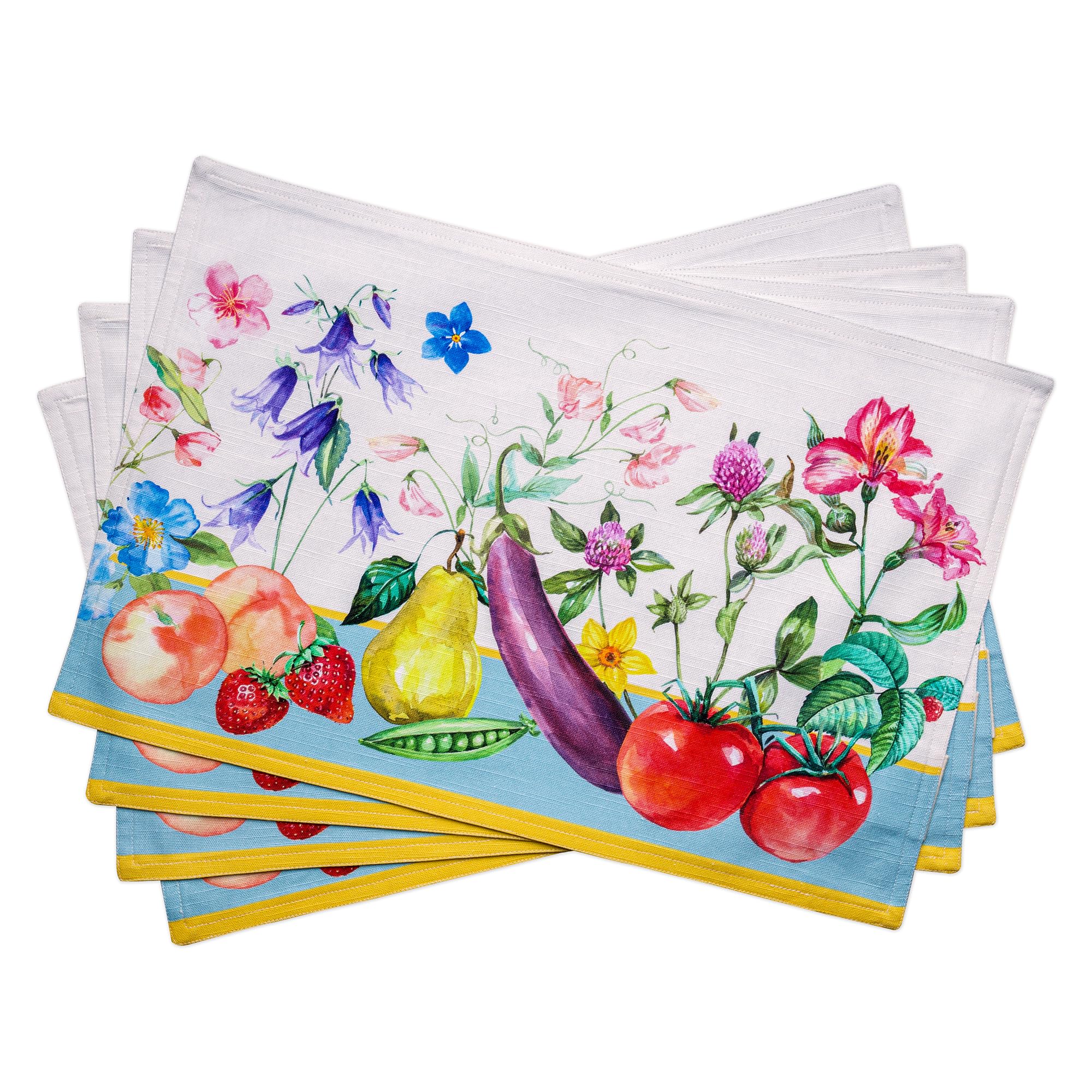 Maison d' Hermine Placemats Set of 4 100% Cotton Washable Reusable Table Mats for Home Kitchen Dining Party Wedding Restaurant Gifts for Mothers Day (Giverny, 33 CM x 48 CM) — image 1