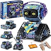 Sillbird Robot Building Kit with Remote Control STEM Gifts for Boys 8-12 | Coding Robotic Toys, Birthday Presents for Kids, App-Controlled, Buildable 5in1 Models, Rechargeable, LED Eyes, 469 Pieces