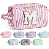 YOOLIFE Gifts for Women Teen Girls Kids - Initial Makeup Bag Cosmetic Bag Toiletry Pouch, Personalized Birthday Gifts for Women Girls Mom Daughter Sister Friends, Pink M