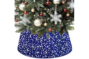 PATYDEST Christmas Tree Collar - Royal Blue Velvet Skirt, 23.6 Inch Dark Blue Trunk Cover for Tree Decorations