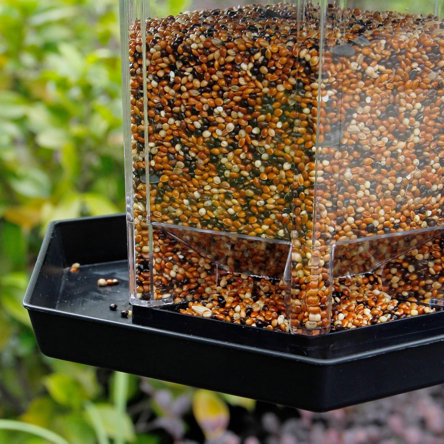 SAND MINE Panorama Bird Feeder, Hexagon Shaped with Roof Hanging Bird Feeder for Garden Yard Decoration (Black) : Garden & Outdoor
