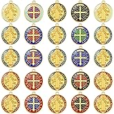 YionZian 20Pcs Metal Enamel Round Medalla De San Benito Charm St Benedict Medals Cross Pendant Bulk for Keychain Home Protection Door Hanger Necklace DIY Jewelry Making