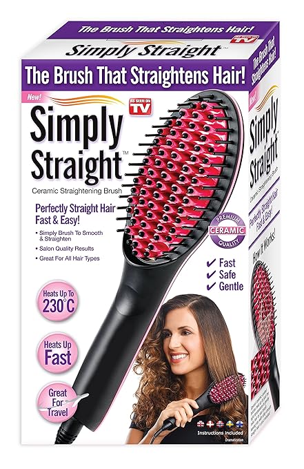 Simply Straight Keramik Glättbürste Haarbürste Haarglätter mit Hitzeschutz
