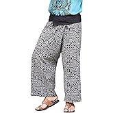 RaanPahMuang Thai Fisherman Pants Men/Women, Loose Yoga, Pirate, Harem Pants, 100% Cotton, Unisex Kimono Pants