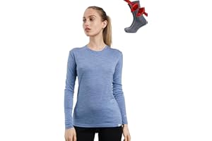 Merino.tech Merino Wool Base Layer Women 100% Merino Wool Lite, Mid, Heavyweight Long Sleeve Thermal Shirts with Socks