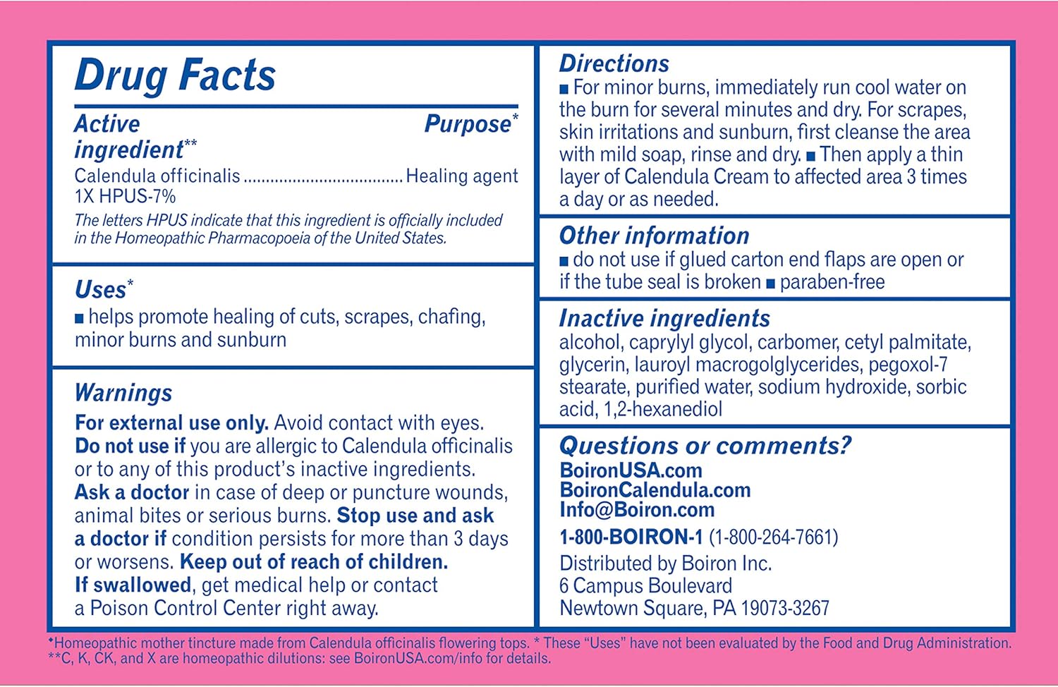Boiron Calendula Cream, 2.5 Ounces, Topical First Aid Cream: Health & Personal Care