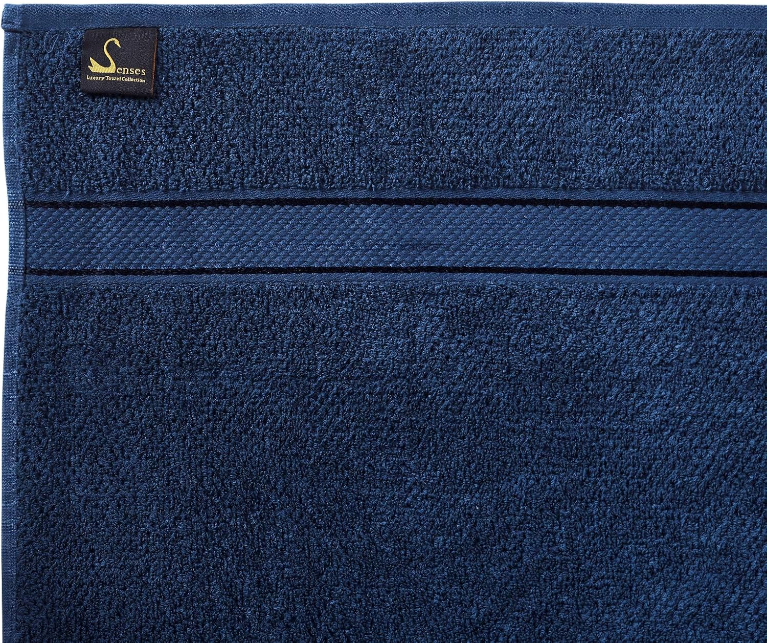 Senses Textured Rice Weave 6 pc Bathroom Towel Set, All Cotton 550 GSM (Navy Color): Home & Kitchen