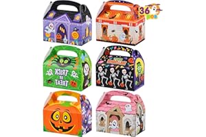 JOYIN 36 Pcs Halloween Cardboard Treat Boxes Trick or Treat Candy Boxes Cookies Goodie Bags for Halloween Party Favor Supplie