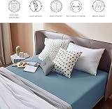 Bedsure Double Fitted Sheet Deep Pocket 16in 40cm Grey-Blue 135x190cm view 7