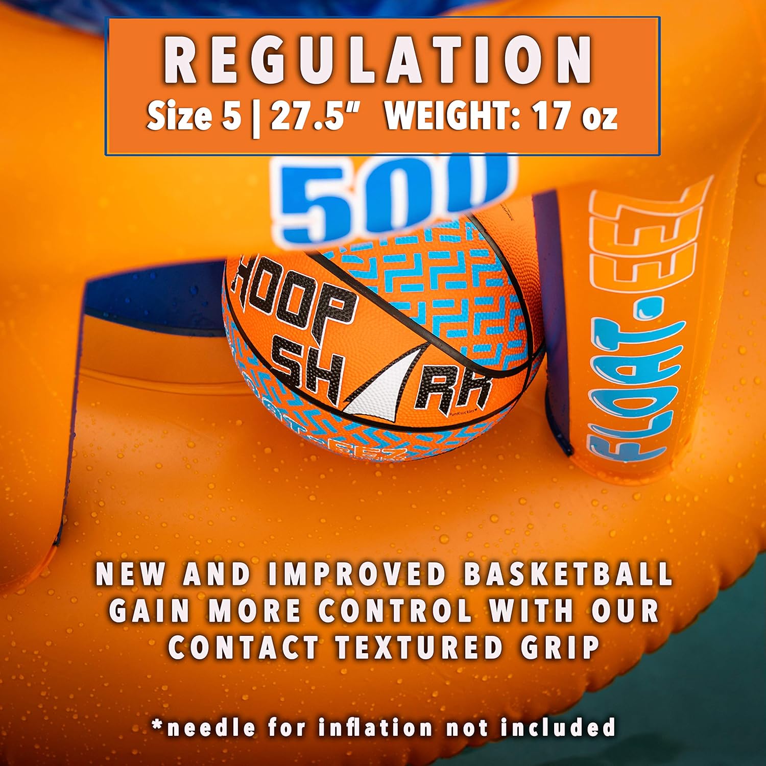 Swimming Pool Basketball Hoop Set by Hoop Shark - Orange/Blue 2020 Edition - Inflatable Hoop with Ball Included - Perfect for Competitive Water Play and Trick Shots - Ultimate Summer Toy: Toys & Games