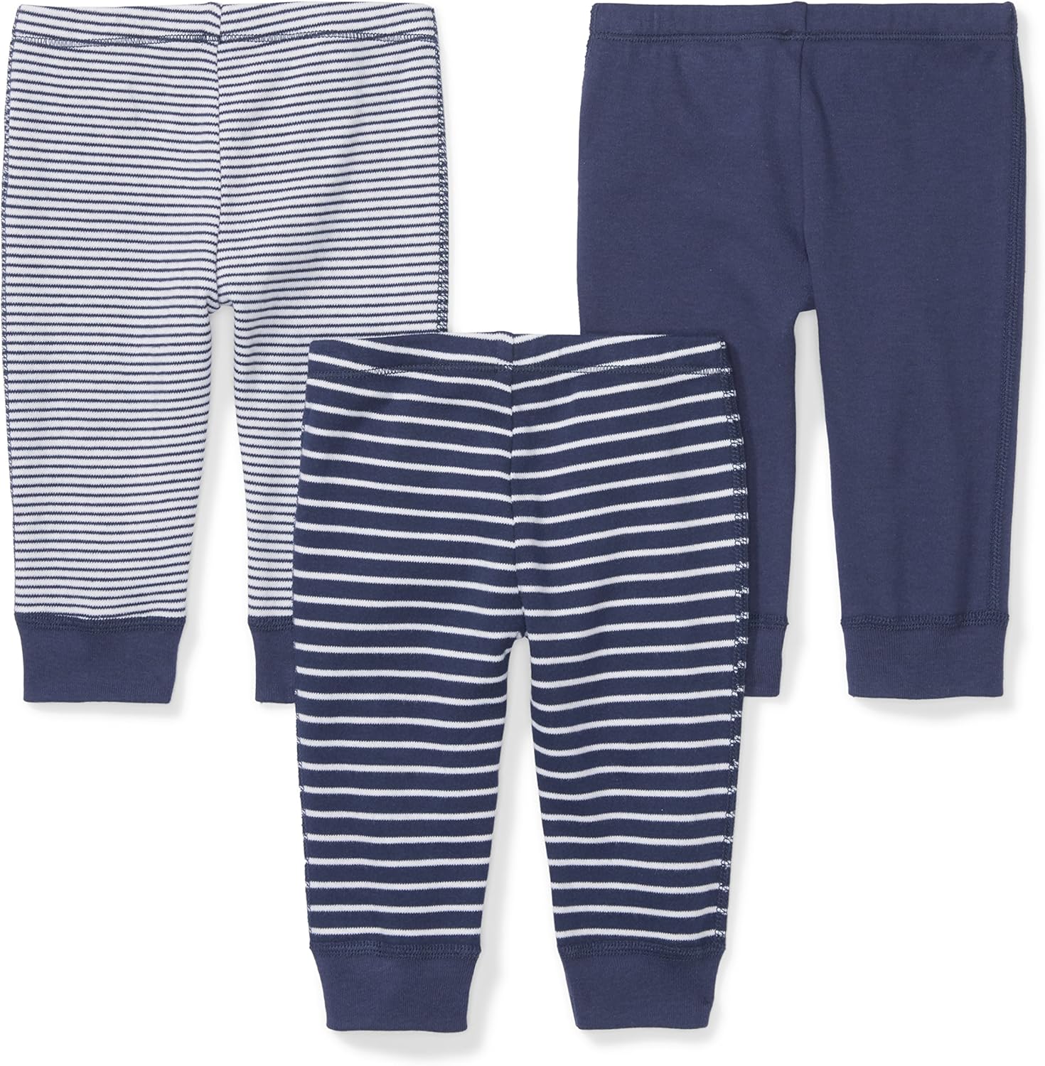 Moon and Back Baby Set of 3 Organic Pants, Navy Sea, Preemie: Clothing