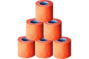 PRAIRIE HORSE SUPPLY 2 Inch Vet Wrap Tape Bulk (Orange) (Pack of 6) Self Adhesive Adherent Adhering Flex Bandage Grip Roll for Dog Cat Pet Horse