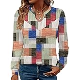 Rapbin Womens Long Sleeve Tops V Neck Dressy Casual T Shirts Trendy Pleated Tunic Shirts Loose Fit Basic Blouses