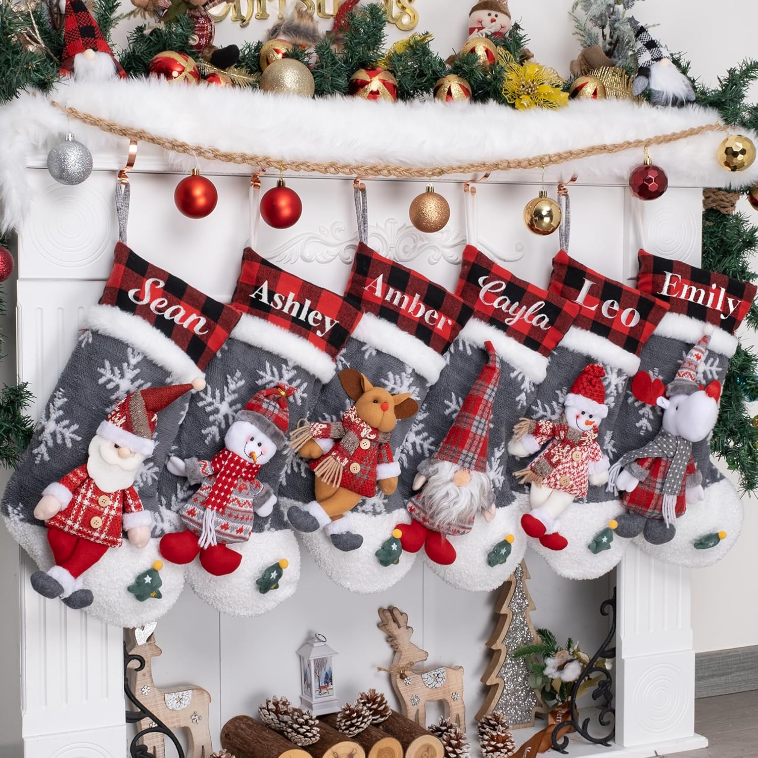 Stockings & Holders - LUBOT 2023 Personalized Christmas Stockings Gray 3D Gnomes Dolls Sewing Toys 20