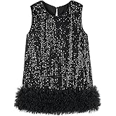 Miipat Toddler Girls Sequin Dress Sparkly Gown Party Dresses Little Kids A-Line Velvet Dress