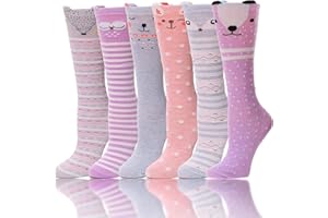 ANTSANG Kids Girls Knee High Socks Long Boot Crazy Silly Fun Gift Cute Tall Animal Socks for Child 6 Pairs