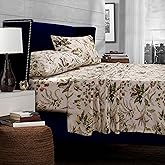 Tribeca Living Cotton Percale Queen Size Bed Sheet Set, Maui Multi | 300 Thread Count, Extra Deep Pockets