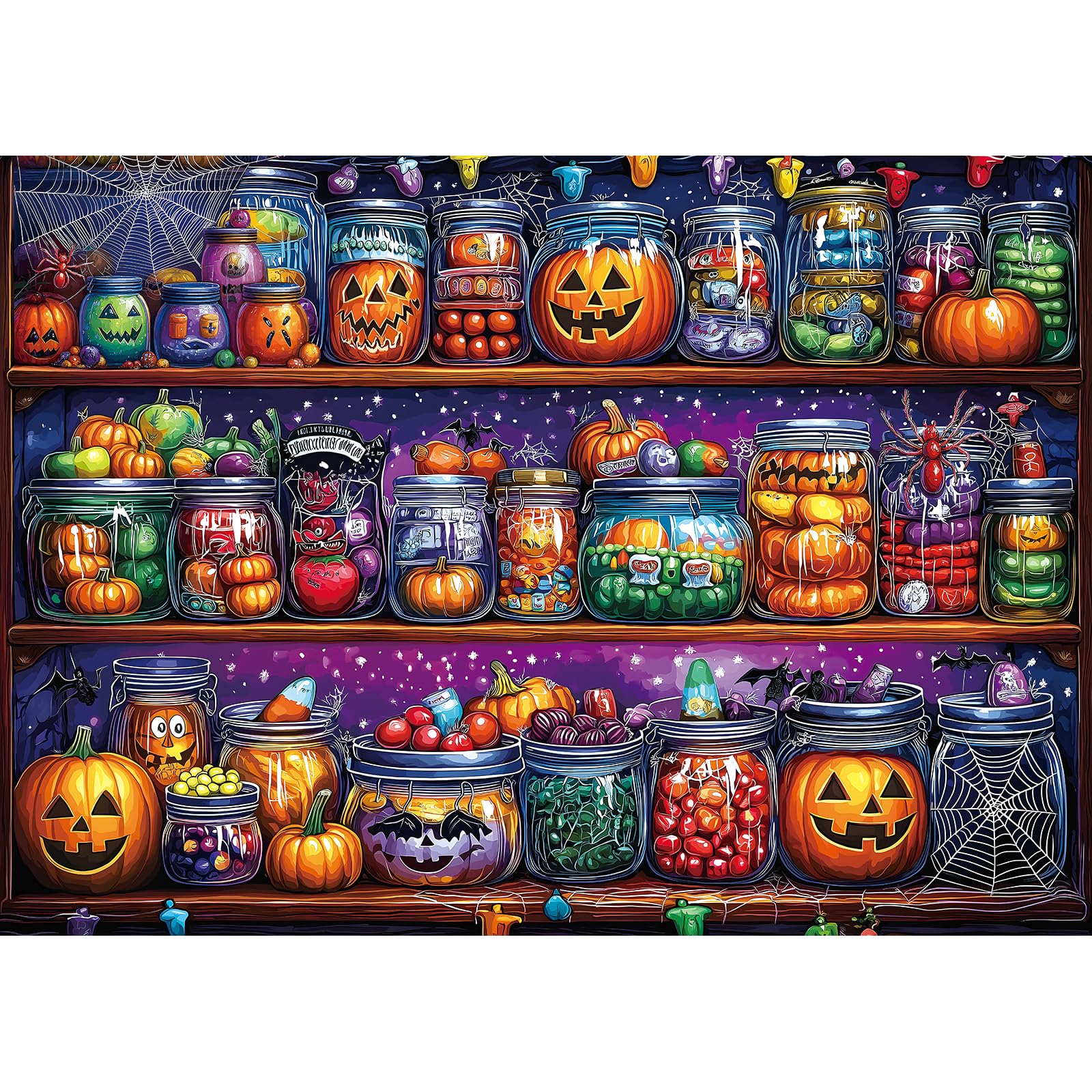 Photo 1 of 1000 Piece Puzzles for Adults Clearance, Spider Candy Jar for Adults, Fall Decor Challenge Art Jigsaw Puzzles Birthday Party Games Family, 27.5" X 19.7" Dust Free Puzzle