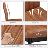 Yaheetech Set of 4 Dining Chairs Modern Faux Leather with Petal Back Retro Brown view 5