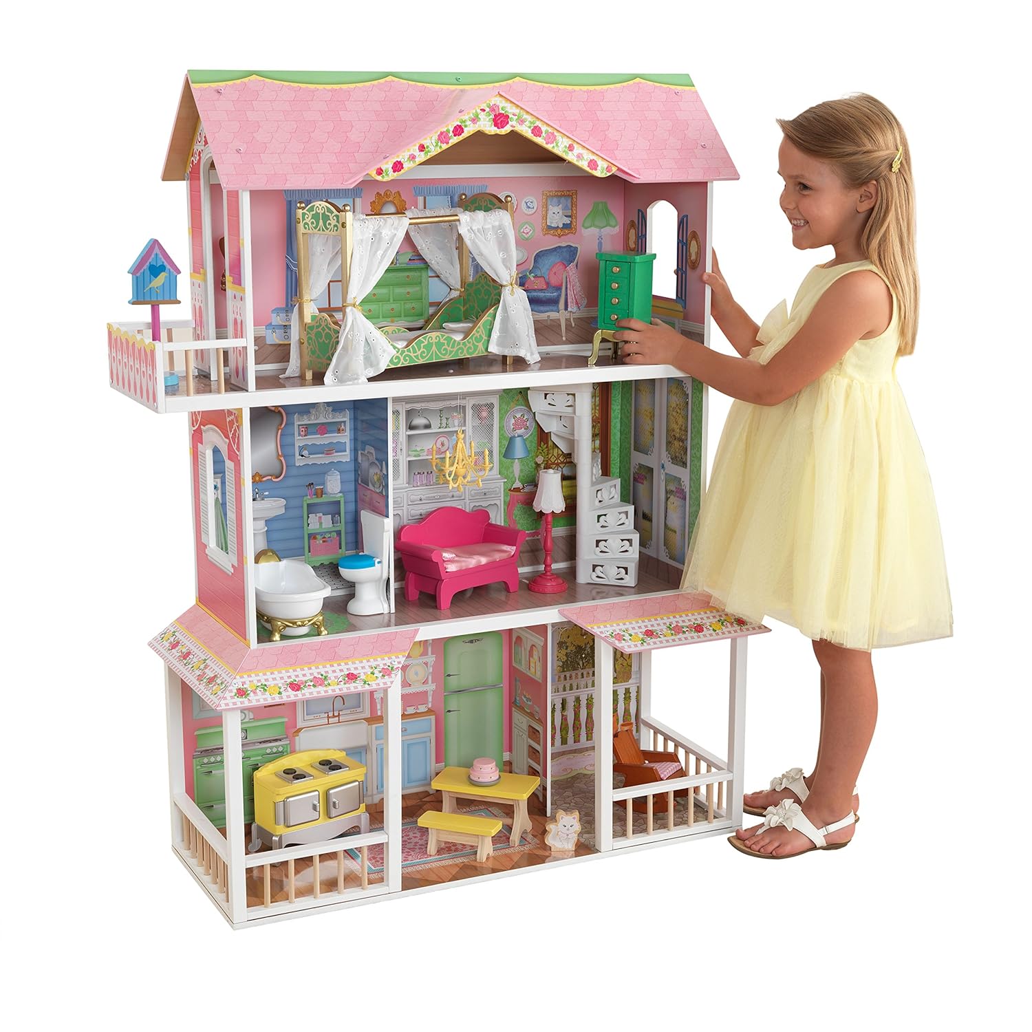 casa de muñecas kidkraft de 3 niveles con accesorios