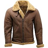 Men's Brown B3 Shearling Sheepskin WW 2 Bomber Leather Flying Aviator Jacket XS