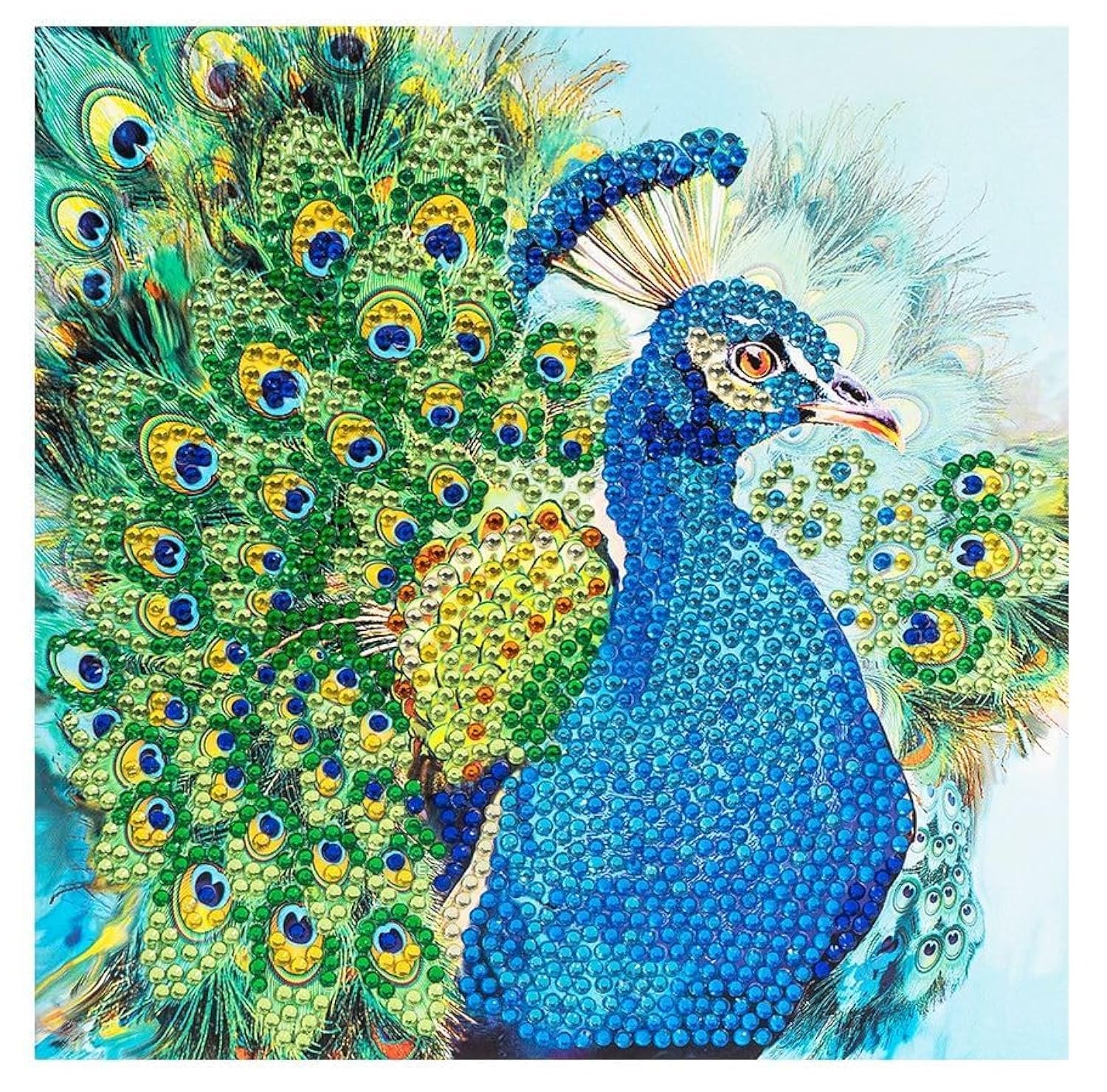 Ideen mit Herz Diamond Painting Greeting Card, Rhinestone Edition, 16x16cm, 370gsm, Peacock - Includes Stones, Envelope & Tool