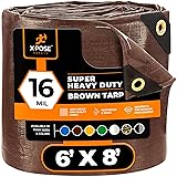 6' x 8' Super Heavy Duty 16 Mil Brown Poly Tarp