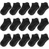 LIFPAU Todder Non Slip Socks, Kids Grip Ankle Socks, Anti Skid Sock 15 Pairs for Active Boys Girls Kids 6Months-7Years