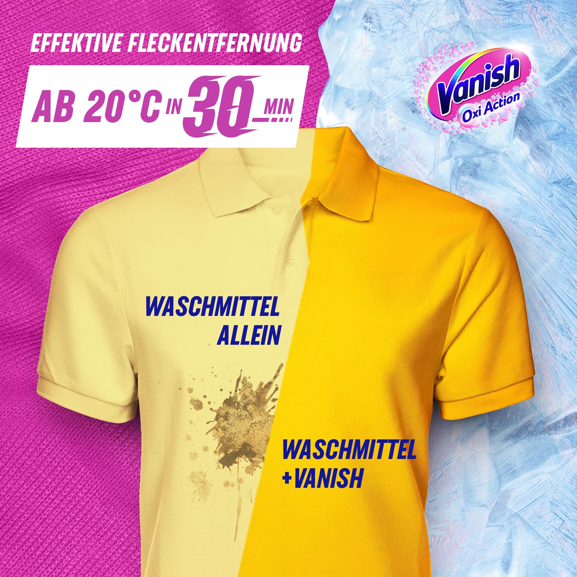 Vanish Oxi Action Pulver Pink – 1 x 1,125 kg – Fleckenentferner und Wäsche-Booster Pulver ohne Chlor – Für bunte Wäsche 3