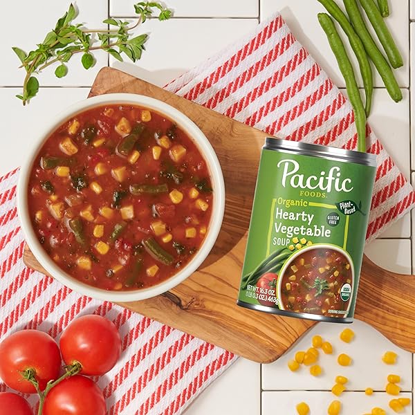 PACIFIC FOODS ORGANIC HEARTY VEGETABLE SOUP, PLANT BASED, 16.3 OZ CAN