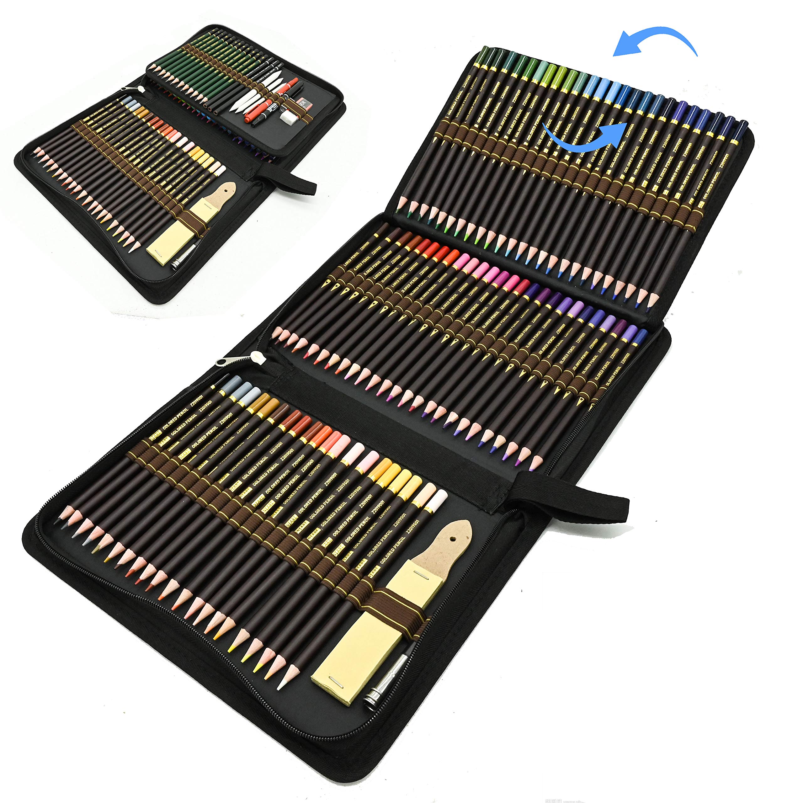 ZZONEART 96 Colored Pencils With Professional Graphite and Charcoal Pencils, Sketching and Drawing Art Set. Ideal for Beginners and Pro Artists