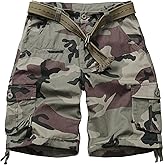 AKCARGO Cargo Shorts for Men Classic Relaxed Fit Work Shorts Casual Camo Cotton Shorts with Drawstring 7 Pockets No Belt