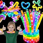 JOYIN 18 Pack Glow Sticks Party Favors for Kids, Light Up Pop Tubes Glow Necklaces Bracelets Party Supplies for Toddlers Boys Girls Birthday Gifts, Valentines Goodie bags