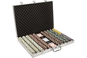 Claysmith Gaming 1,000 Ct Monaco Club Poker Set - 13.5g Clay Composite Chips with Aluminum Case, Playing Cards, & Dealer Button