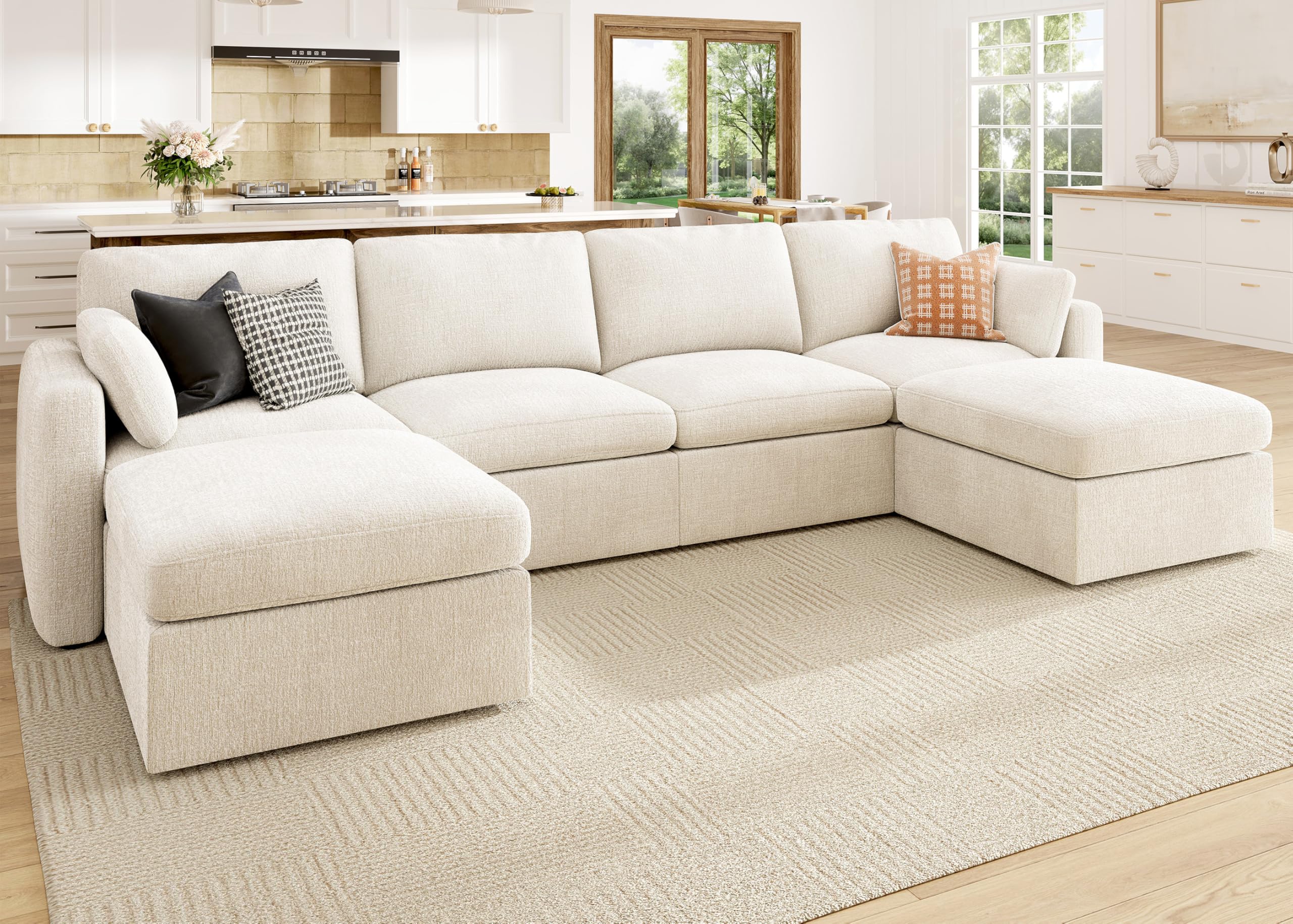 Photo 1 of ***PARTIAL SET-- PRICE ADJUSTED*** HONBAY Sectional Couch with Storage Seats, Modular Sectional Sofa with Storage Ottoman, U Shaped Sectional Couches for Living Room, Light Beige