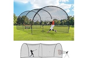 ORIENGEAR Baseball Batting Cage 13/20/30ft for Backyard, Baseball Training Equipment Netting Cages, Golf Softball Baseball Nets for Batting with Frame and Net, Hitting and Pitching Practice