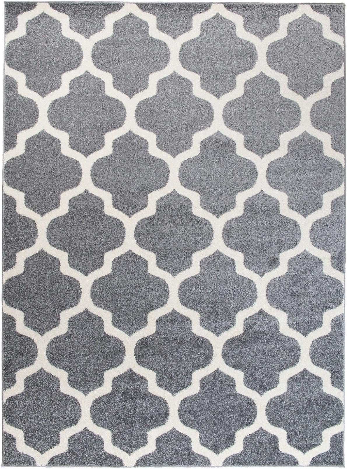 Carpeto Area Rug Large Modern Moroccan Grey Carpet 5'2'' x 7'2'' ft - 160 x 220 cm Furuvik Collection/Indoor use only