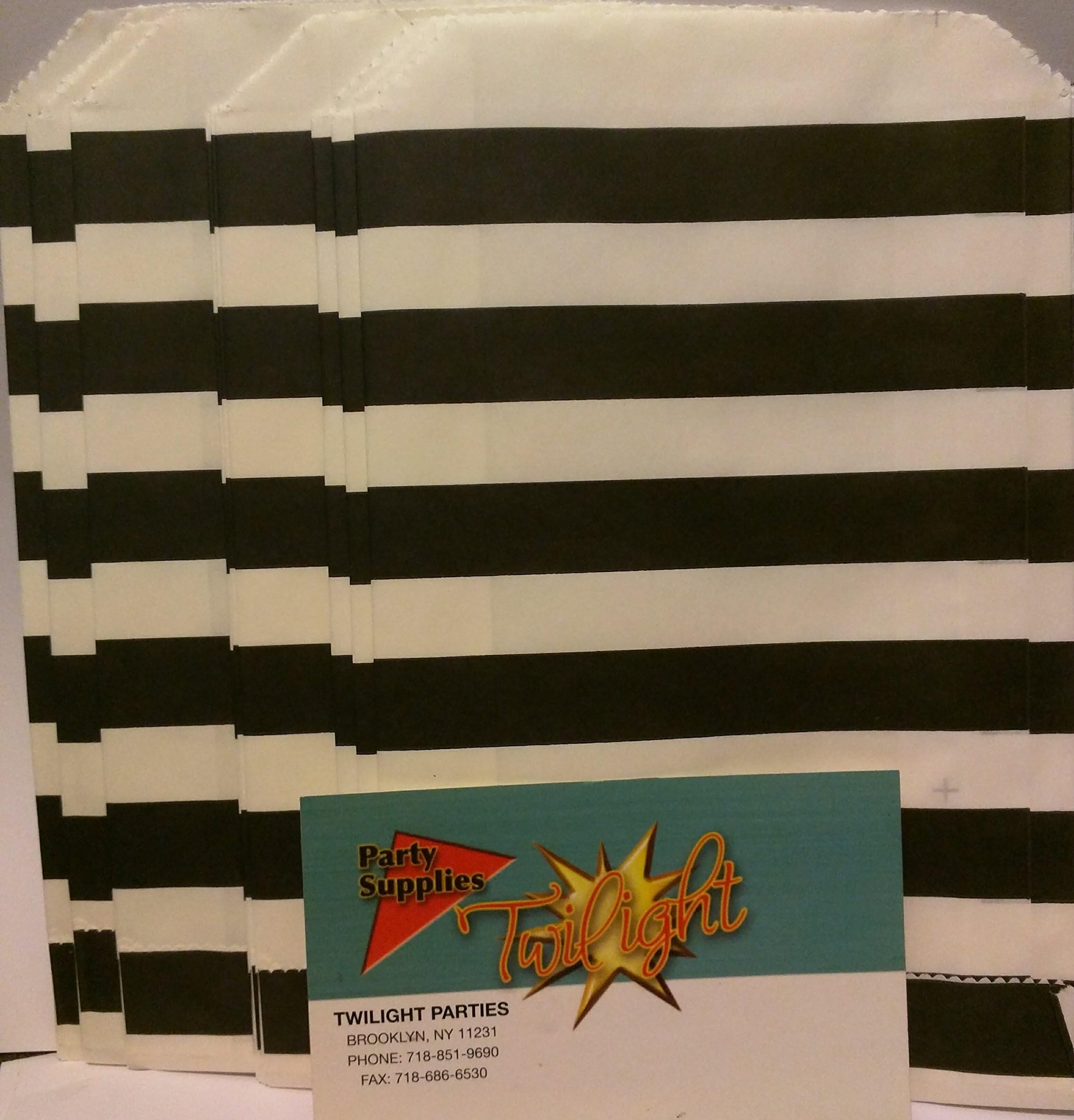 Sailor Stripe BLACK Food Treat & Favor Paper Bags 24pk 5x7 - Twilight Parties