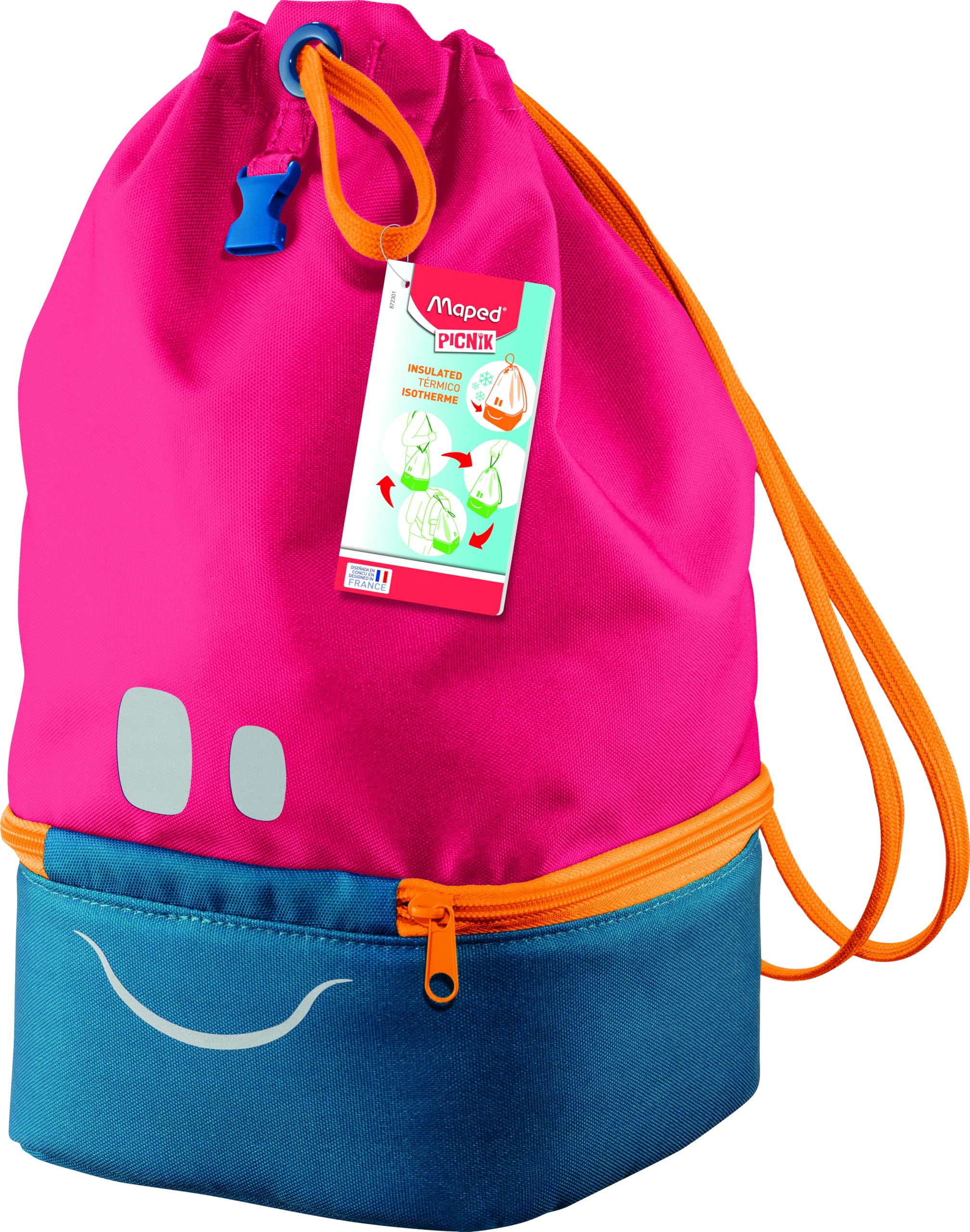 Maped Picnik Concepts Drawstring Back Pack Lunch Bag - Pink, 872301