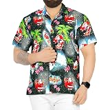 Men's Christmas Hawaiian Shirt - Santa Holiday Short Sleeve Button Down For Ugly Sweater Parties & Family Gifts