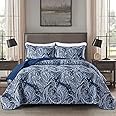 Navy Classic Cotton 100% Cotton Quilted 3 pcs Bedspread Coverlet Set King main image 0