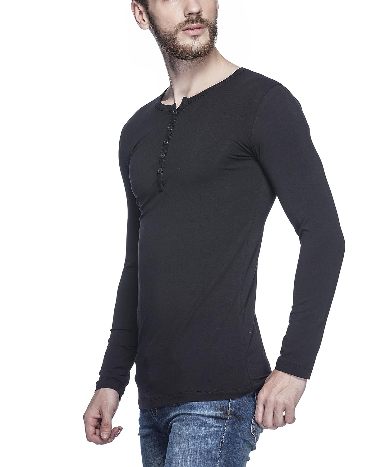 tinted men's cotton lycra henley t-shirt