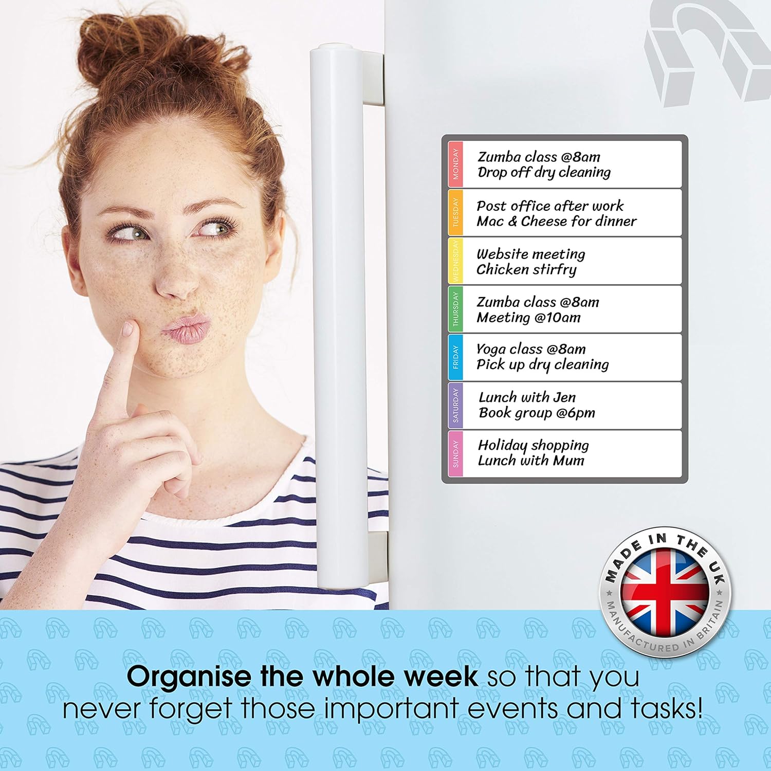TMS Magnetic Weekly Planner and Organiser A4, Multi-Coloured Style 2 (4 Pens) - Image 5