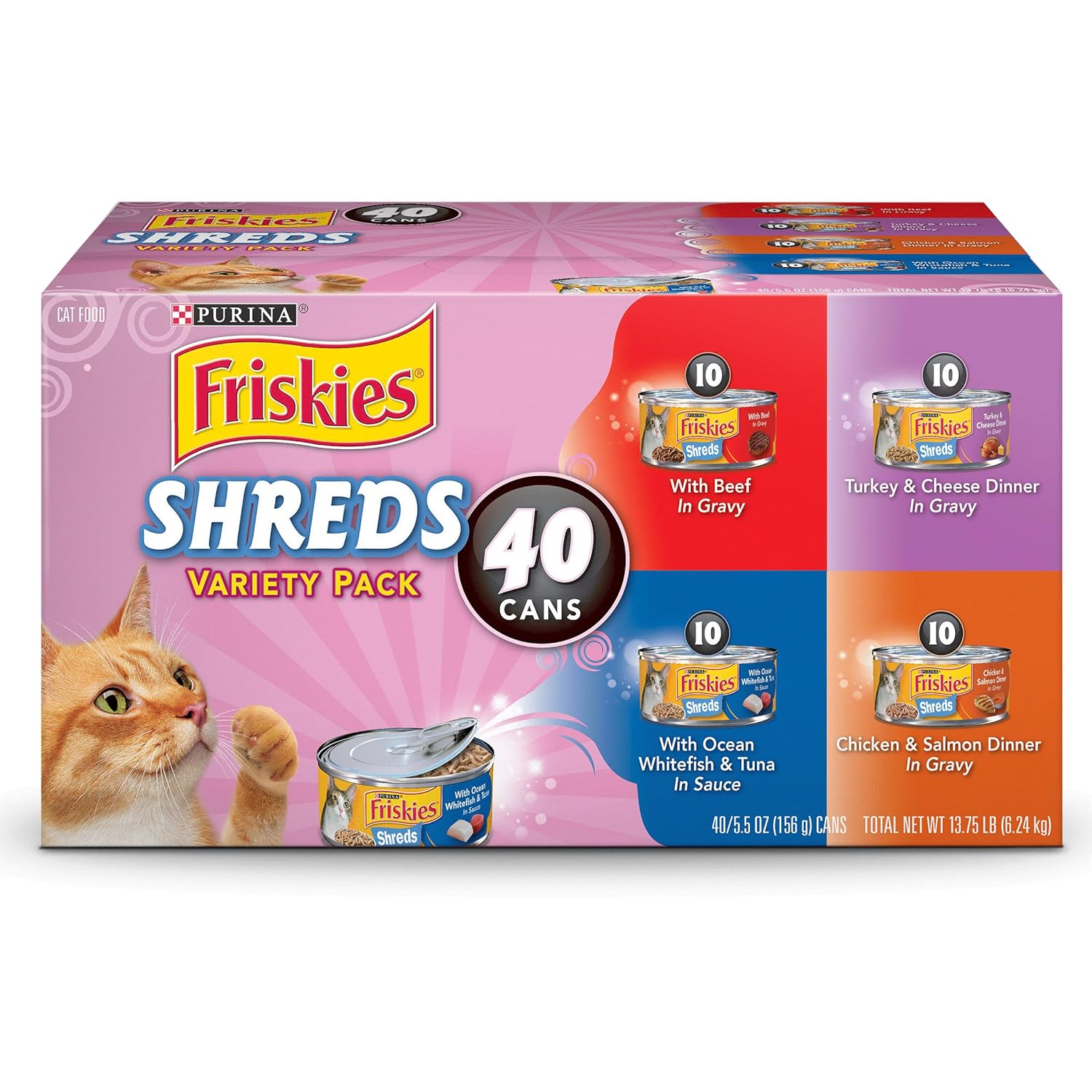 Purina Friskies Shreds in Gravy Adult Wet Cat Food Variety Pack (40