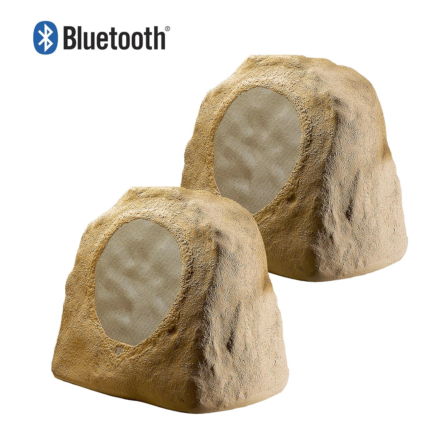 Bluetooth Wireless Rock Speaker Pair, 8" 100W WeatherResistant Outdoor