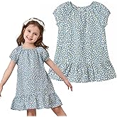 pureborn Baby Toddler Girl Woven Dress Short Sleeve Cotton Playwear Dresses 0-5T