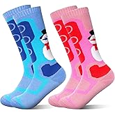 ELUTONG Kids Ski Socks Boys Girls Thermal Thick Warm Winter Cozy Sock for Skiing Snowboarding 2 Pairs