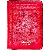 ARCWOR Slim Wallet Minimalist Front Pocket RFID Blocking Men and Women Leather Wallets