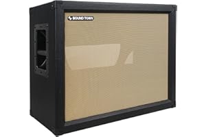 Sound Town 2 x 12 Empty Open-Back Guitar Speaker Cabinet, Birch Plywood, Mono/Stereo Jack Plate, Black, Wheat Cloth Grill, Compatible w/Celestion/Eminence Speakers (GUC212OBBK-EC)