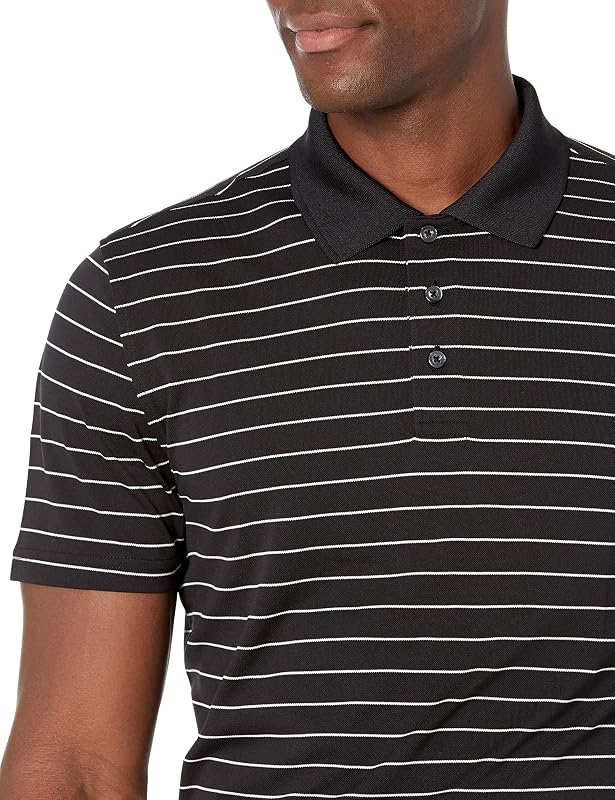 Polo da Golf, Maniche Corte, Slim Fit, Asciugatura Rapida Uomo, Antracite A Righe Stile Polo, M